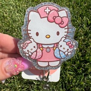 Hello kitty nurse obstetrician obstetrics gynecologist badge holder reel